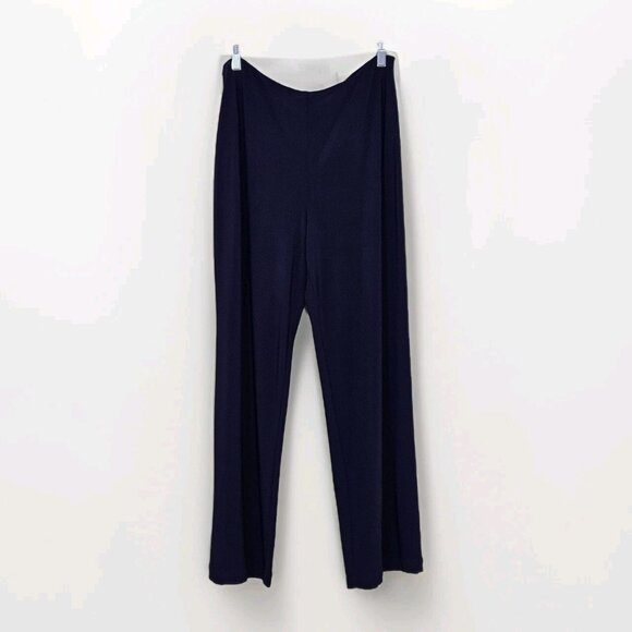 Sympli Pants - Sympli Women Pants 12 Purple Elastic Waist Straigh Leg Stretch Pull On Lagenlook